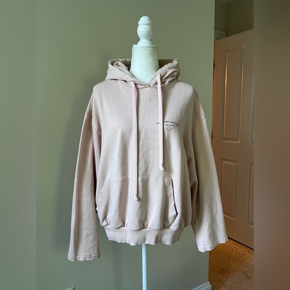 Ih Nom Uh Nit Pink Distressed Hoodie with Logo Print